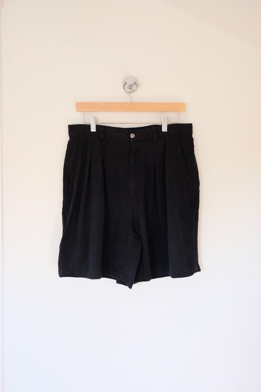 Vintage Tommy Bahama 100% Silk Blk High Rise Shorts Resort Vacation Coastal Sz14
